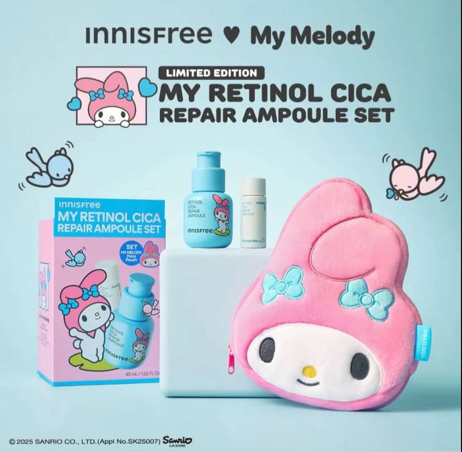 Innisfree Retinol Cica Repair Ampoule 30mL + 20mL & My Meldody Pouch Special Set limited edition